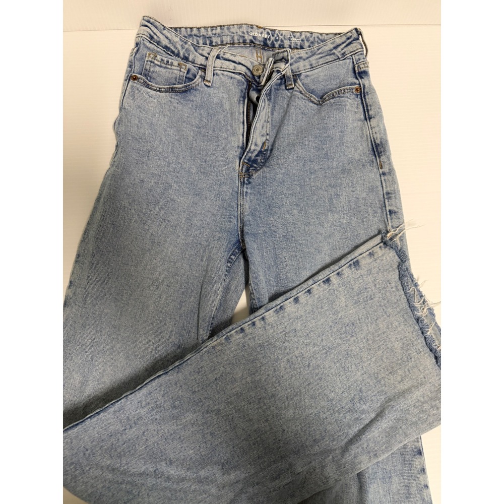 Old Navy Higher High-Rise Flare Jeans Light Wash Raw Hem Size 4